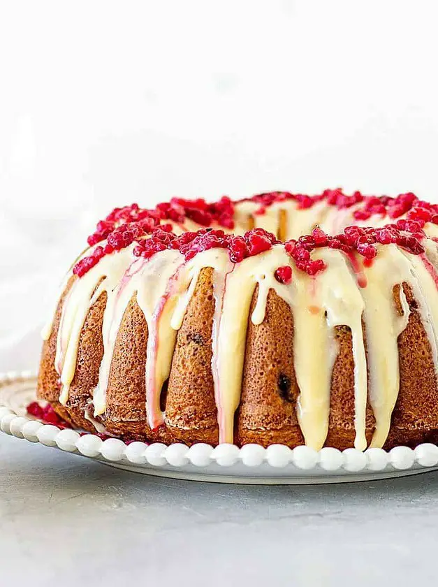 White Chocolate Raspberry Bundt Cake