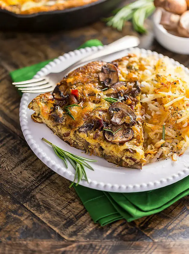 Mushroom, Bacon, and Swiss Frittata