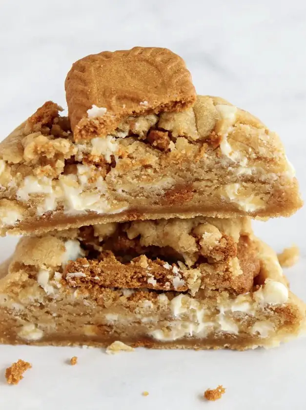 Copycat Crumbl Biscoff White Chip Cookies