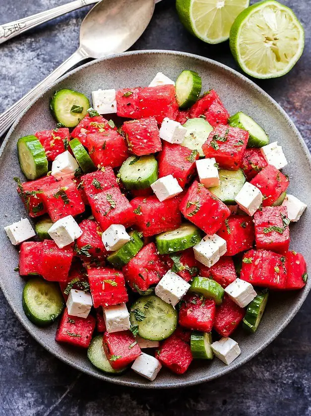 Watermelon Salad with Cucumber and Feta