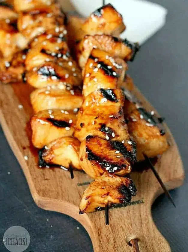 Honey Sriracha Grilled Chicken Skewers