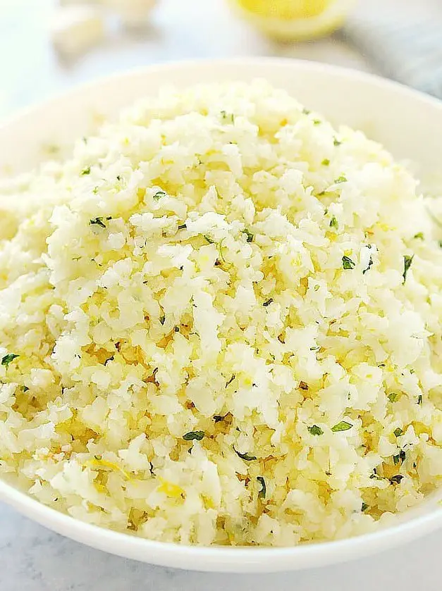 Lemon Garlic Cauliflower Rice