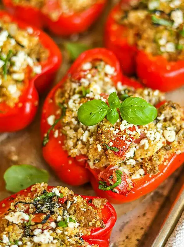 Turkey and Quinoa Stuffed Bell Peppers