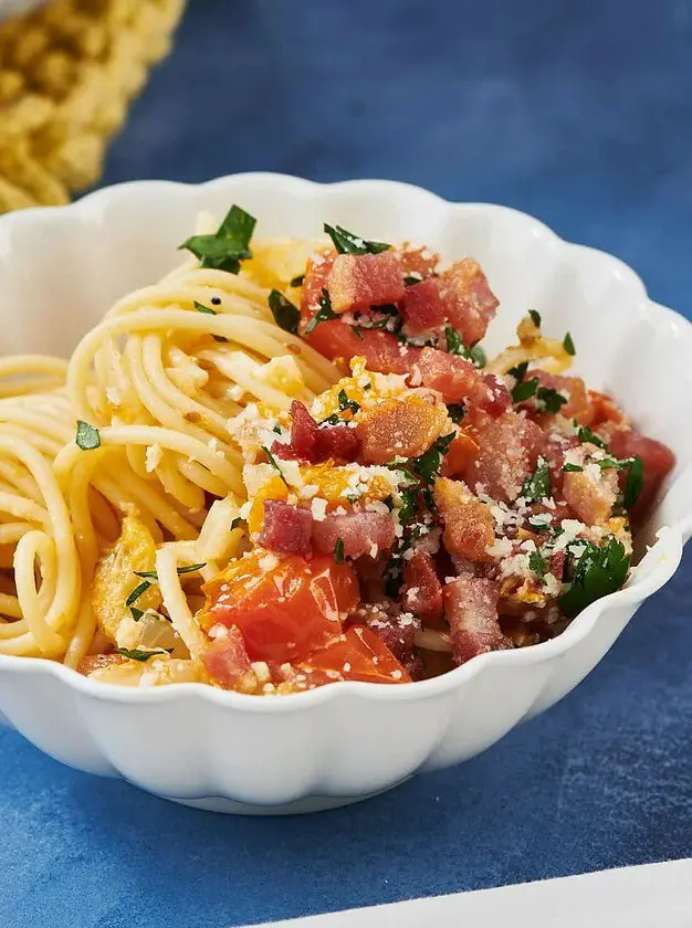 Pancetta Pasta with Tomatoes