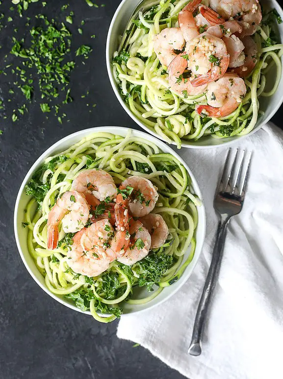 Cold Shrimp Scampi Zoodle Bowl