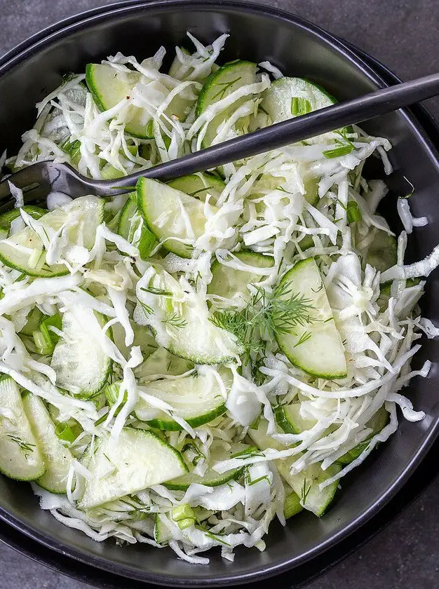 Green Cabbage Cucumber Salad with Herbs