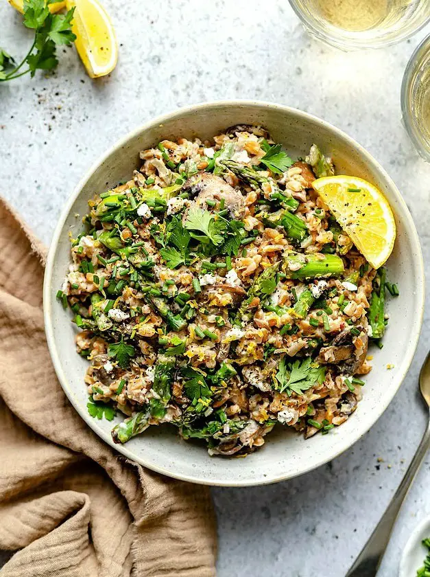 Farro with Mushrooms & Asparagus