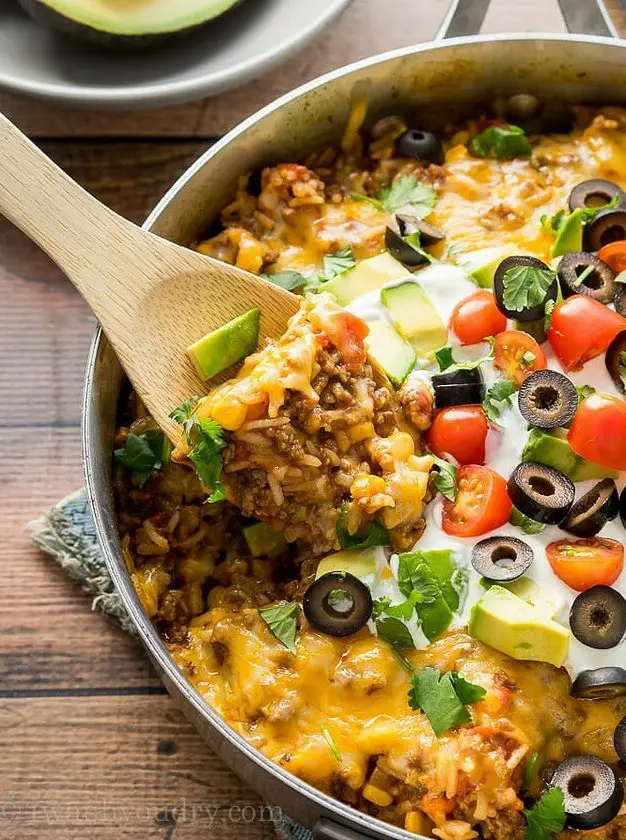 Mexican Beef and Rice Skillet