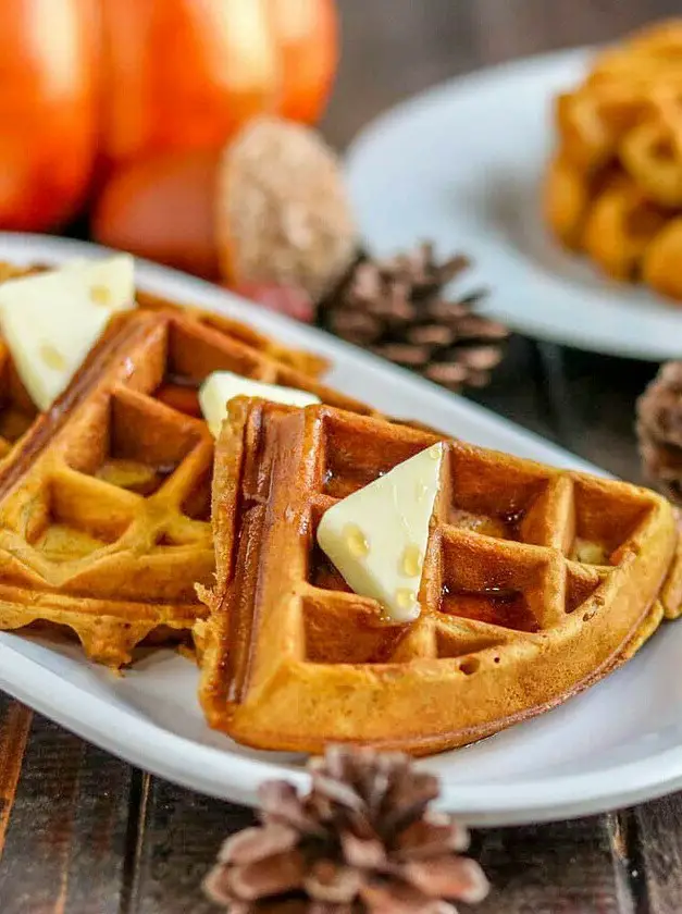 Homemade Pumpkin Spice Waffles