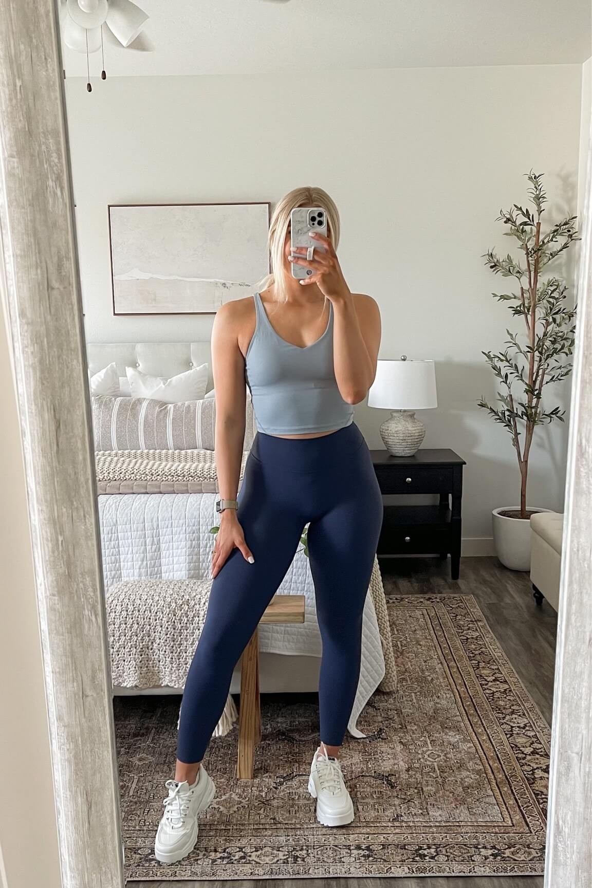 BLUE TOP & NAVY LEGGINGS