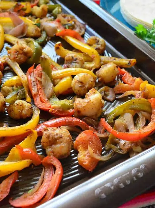 Sheet Pan Citrus Rock Shrimp Fajitas