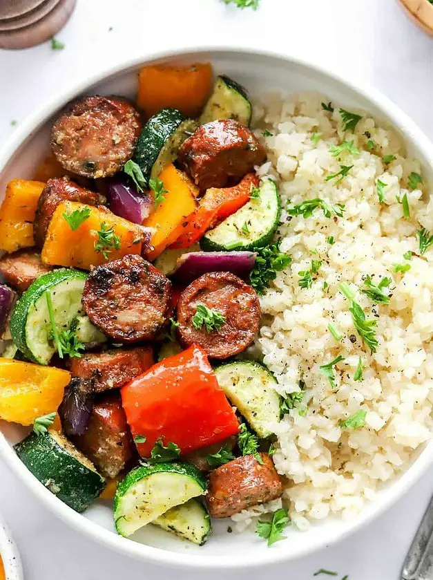 Air Fryer Chicken Sausage and Veggies