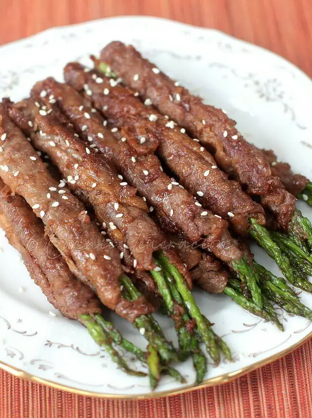 Beef and Asparagus Rolls with Ginger Teriyaki Sauce