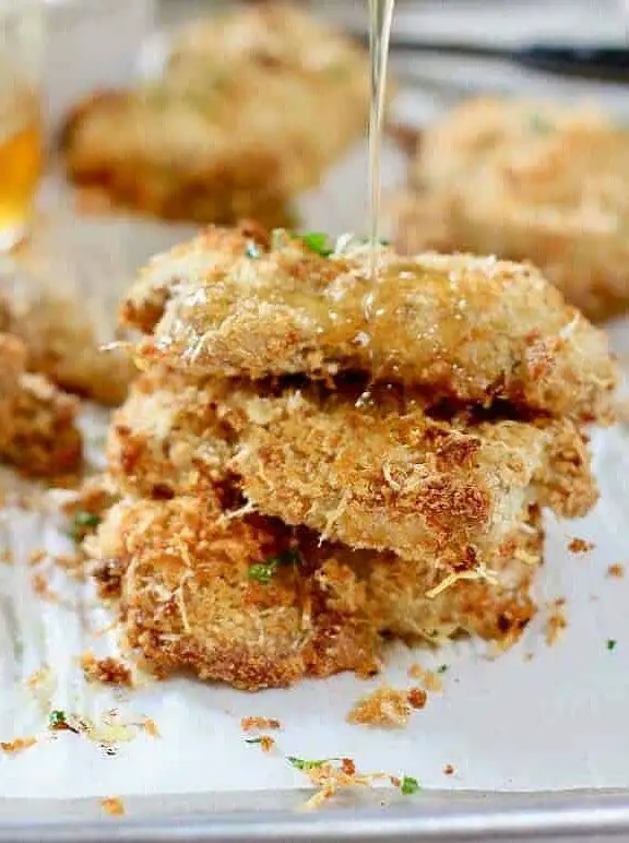 Butter Dijon Parmesan Crusted Oven Fried Chicken Thighs