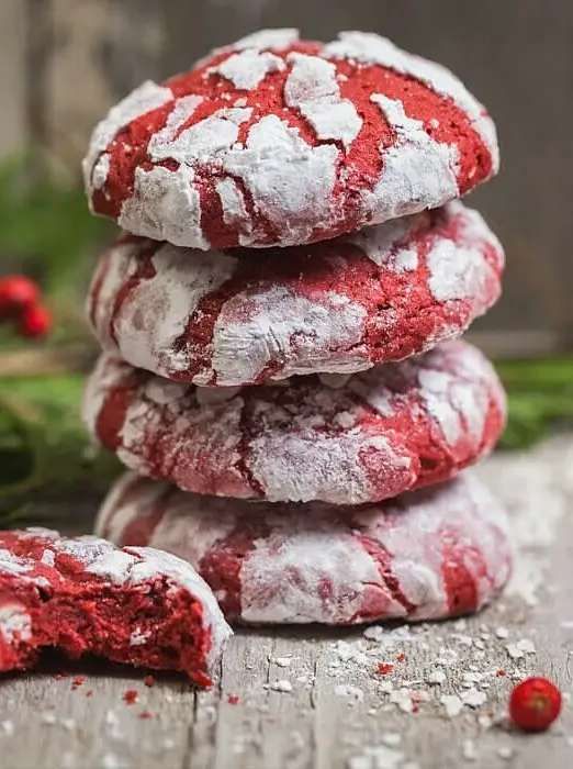 Red Velvet Crinkle Cookies