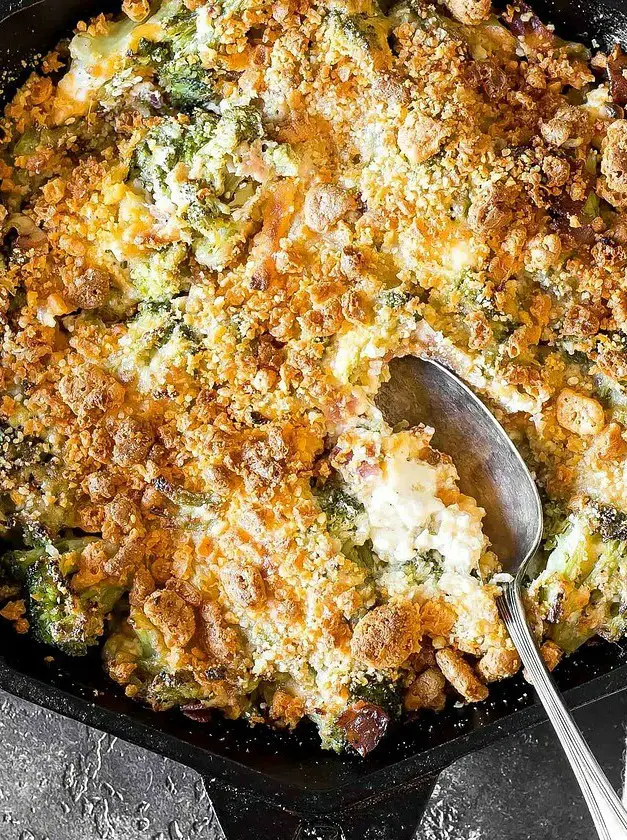 Cheesy Keto Broccoli Casserole with Bacon