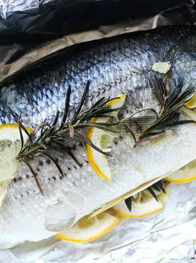 Baked Whole Striped Bass in Foil