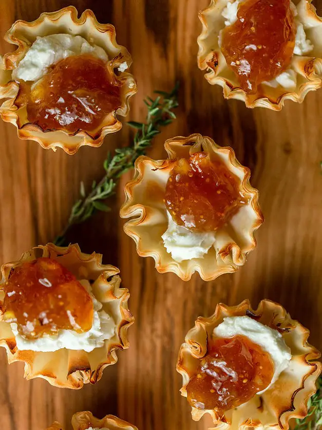 Fig and Goat Cheese Bites in Phyllo Cups