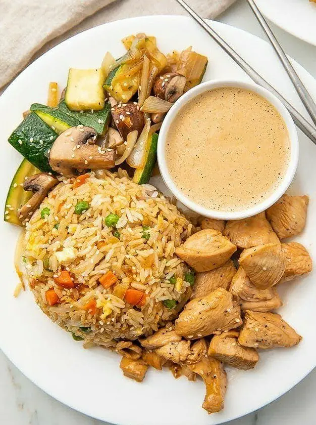 Hibachi Chicken with Fried Rice and Vegetables