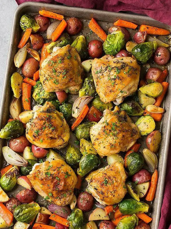 Sheet Pan Roasted Chicken with Root Vegetables