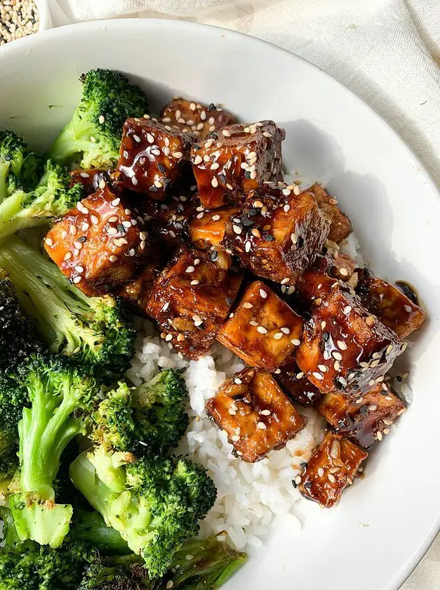 Air Fryer Tofu with Honey Garlic Sauce