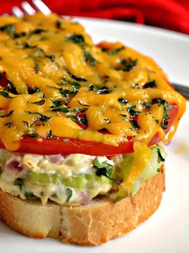 Open-Faced Tuna Melt Sandwich