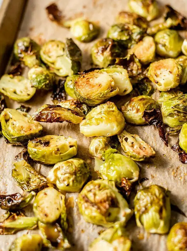 Maple Dijon Roasted Brussels Sprouts