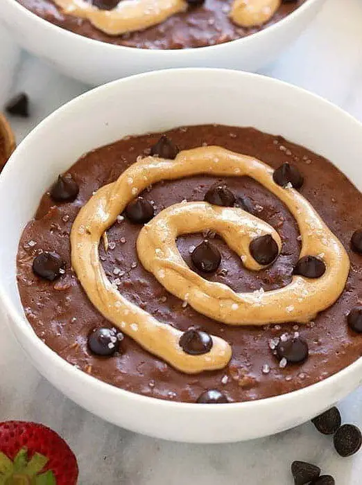 Chocolate Oatmeal with Peanut Butter Swirl