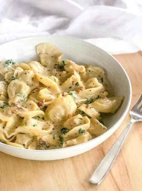 Tortellini with Sun-dried Tomato and Spinach Alfredo