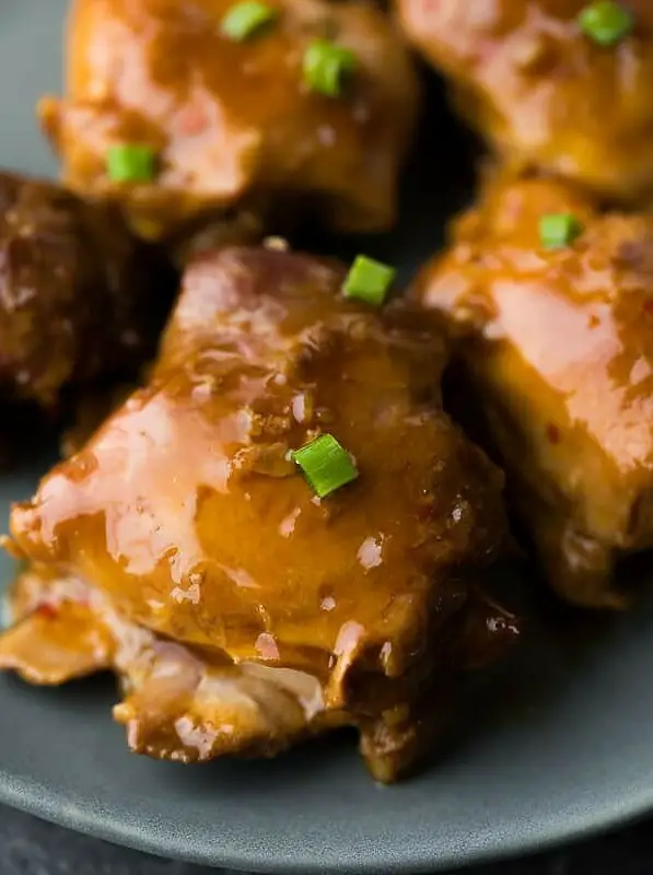 Sticky Slow Cooker Honey Garlic Chicken Thighs