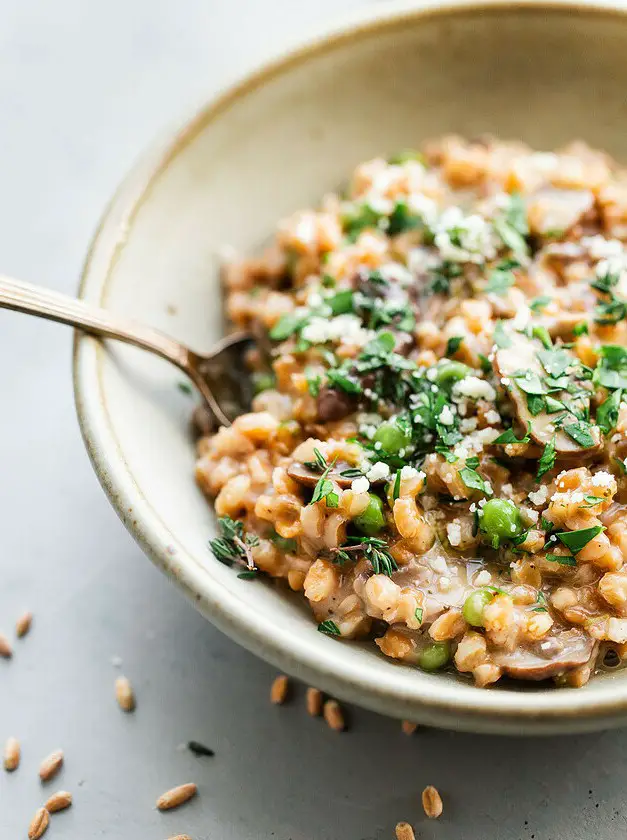 Easy Mushroom Farro Risotto