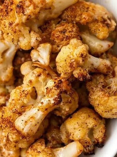 Crispy Roasted Cauliflower with Cheddar & Parmesan