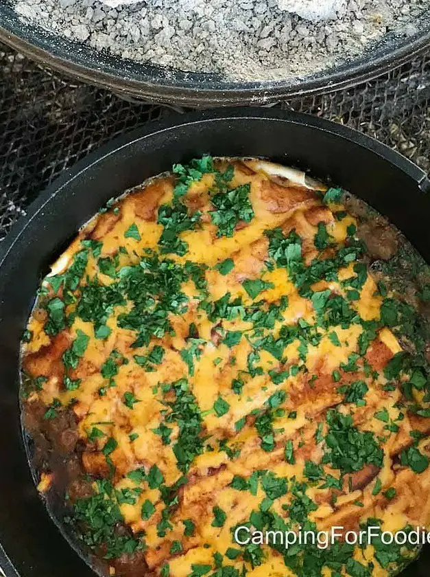 Cast Iron Dutch Oven Chicken Enchiladas