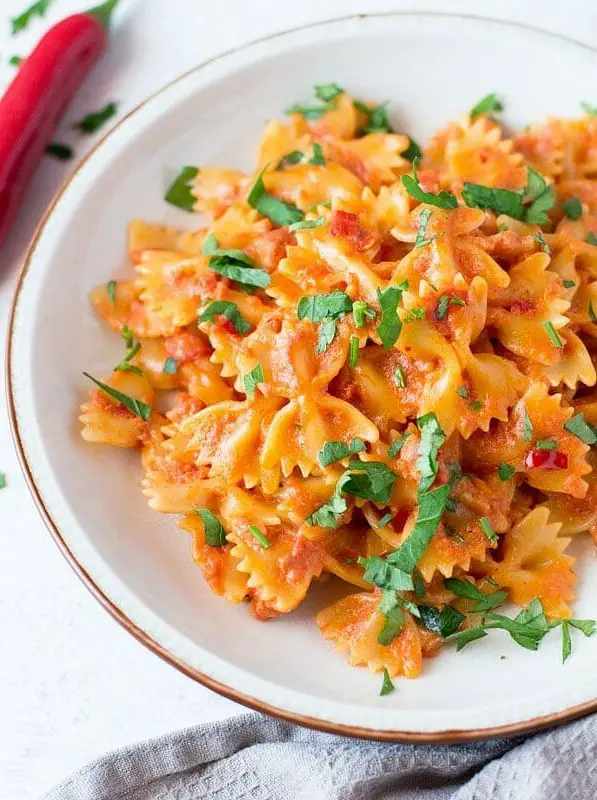 Farfalle Pasta with Pancetta, Chili and Garlic