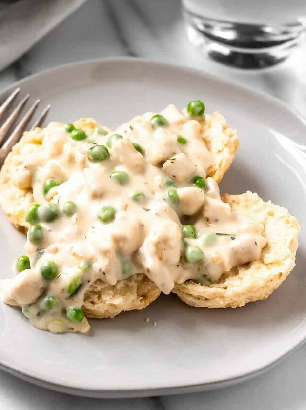 Creamed Chicken Over Biscuits