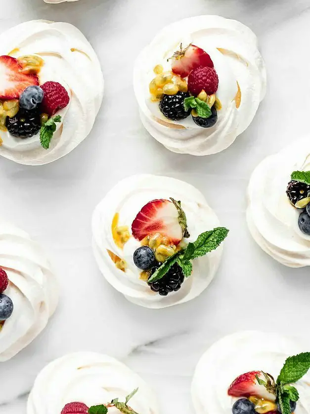 Mini Pavlovas with Coconut Whipped Cream