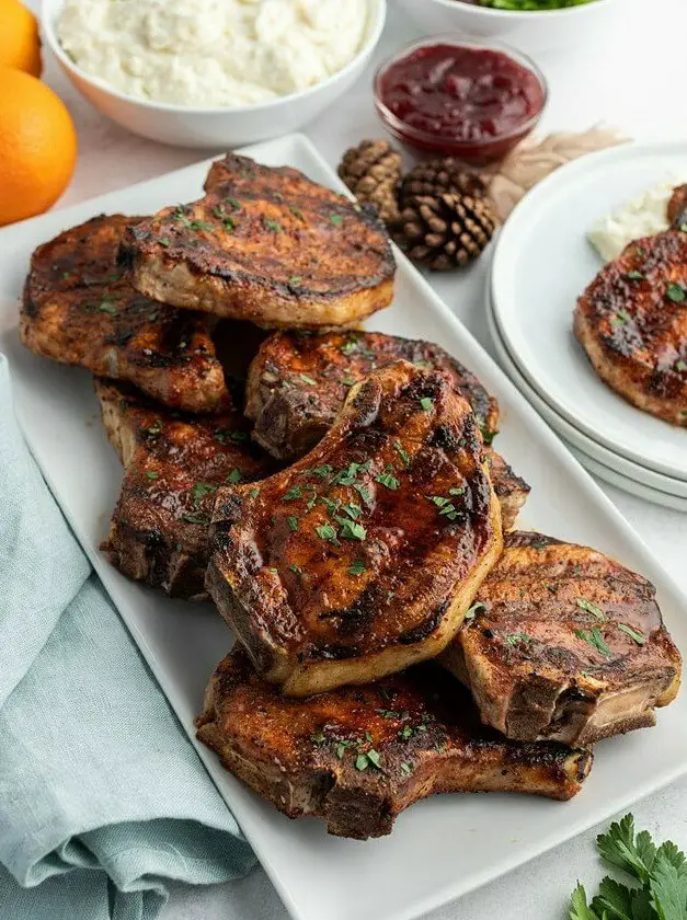 Grilled Pork Chops with Maple Cranberry Glaze