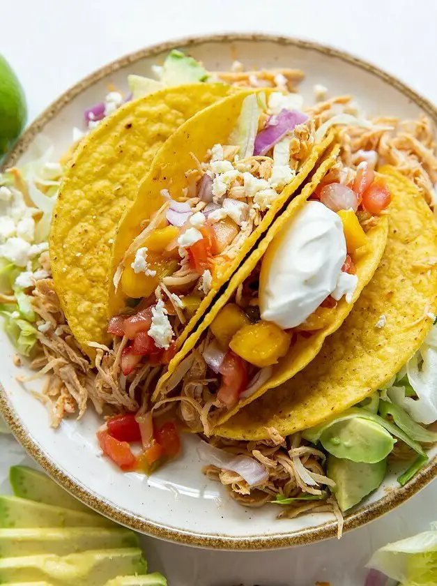 Sweet & Spicy Slow Cooker Chicken Tacos