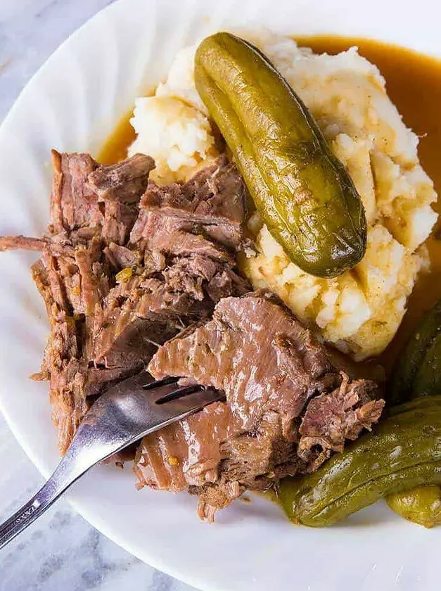 Dill Pickle Pot Roast and Pickle Gravy