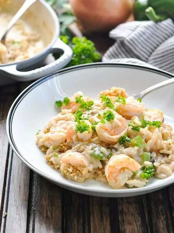 Dump and Bake Shrimp and Rice Casserole