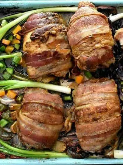 Keto Bacon Wrapped Tex-Mex Chicken Sheet Pan Dinner