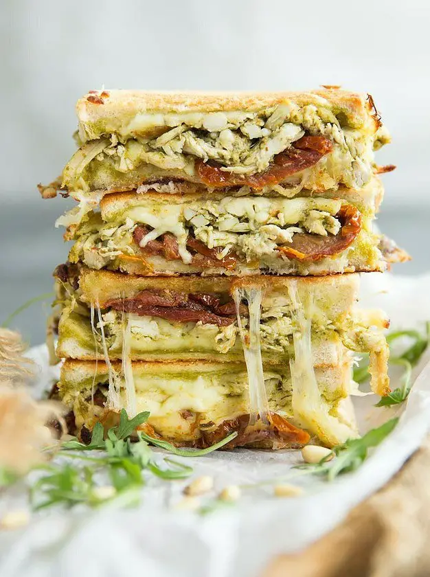 MEGA Chicken Pesto Grilled Cheese Sandwich