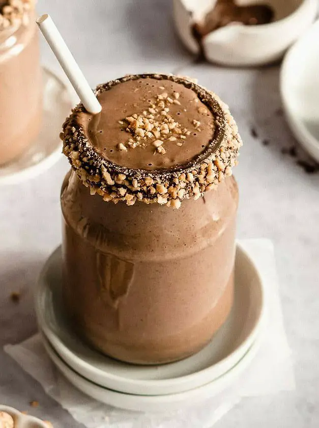 No Banana Chocolate Peanut Butter Protein Smoothie