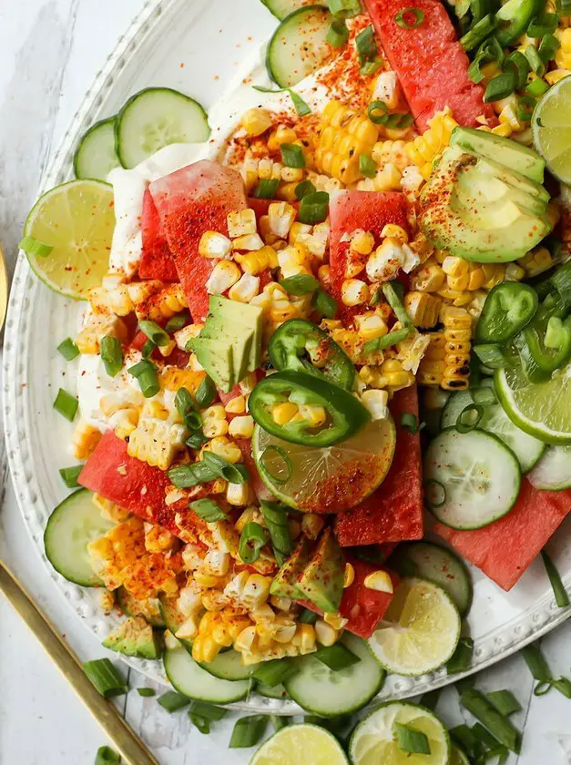 Tajin Watermelon and Whipped Feta Salad