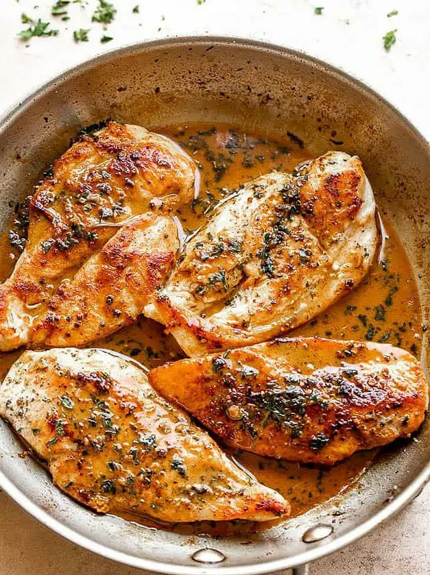 Garlic Butter Pan Fried Chicken Breasts