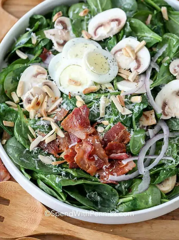 Spinach Salad with Warm Bacon Dressing