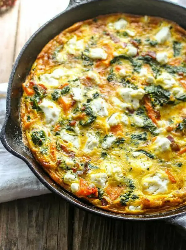 Butternut Squash, Bacon, Kale + Goat Cheese Frittata