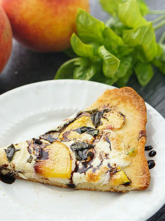 Easy Peach & Basil Naan Bread Pizza