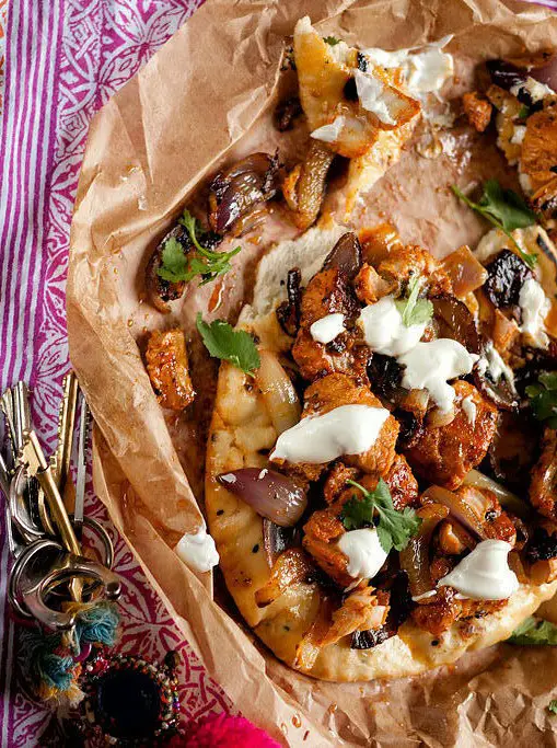 Indian Spiced Alaska Pollock and Charred Onion Flatbreads