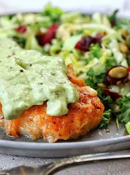 Pan Seared Cod with Avocado Cream Sauce